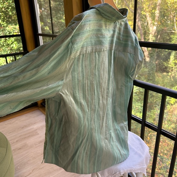 Coldwater Creek Raw Silk Full-Zip Jacket or Top in Sea Glass Green ~ 2X - Picture 6 of 11